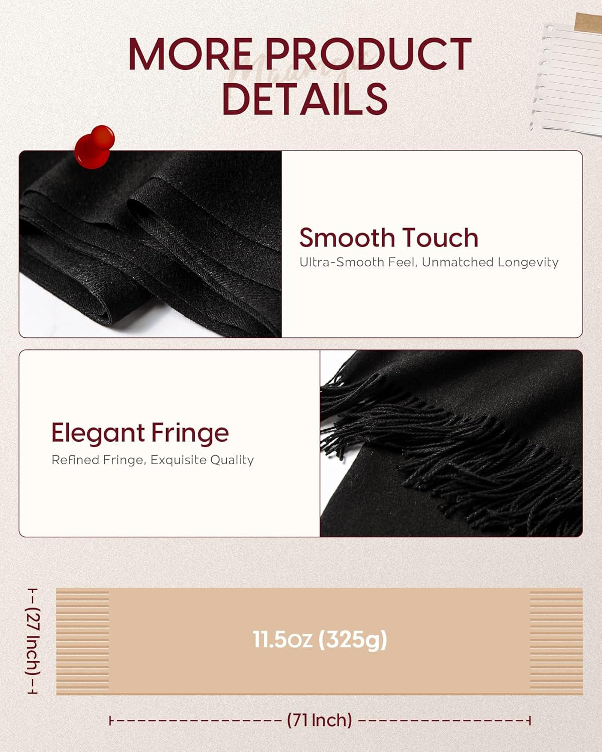 Pashmina Shawl Wrap Soft Cashmere Feel Blanket Scarf for Women, Wedding & Evening Wrap, Winter Warm Fashion Scarves