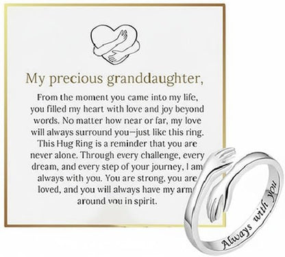 Silver granddaughter ring from grandma with minimalist dainty design