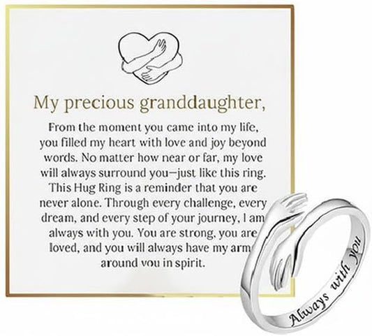 Silver granddaughter ring from grandma with minimalist dainty design