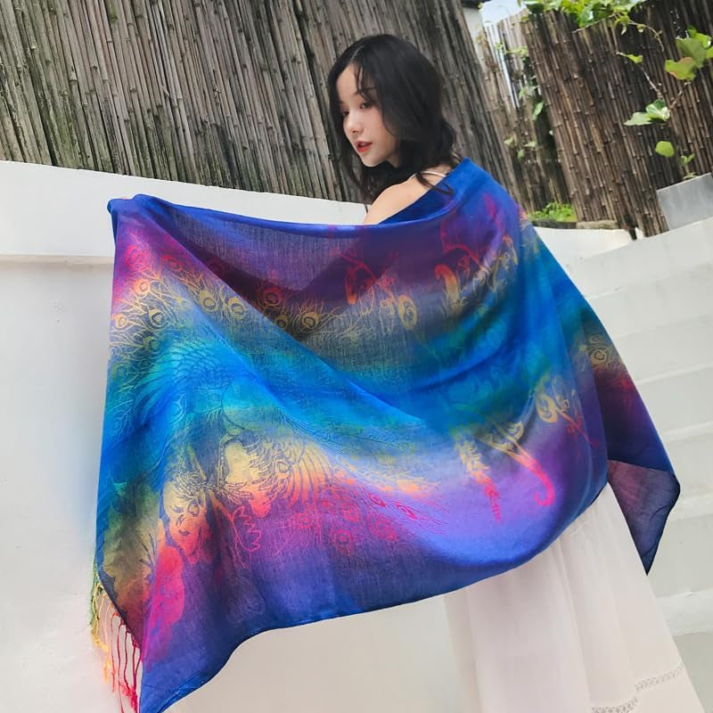 Fashion Women'S Silk Scarf Luxury Satin Shawl Wraps