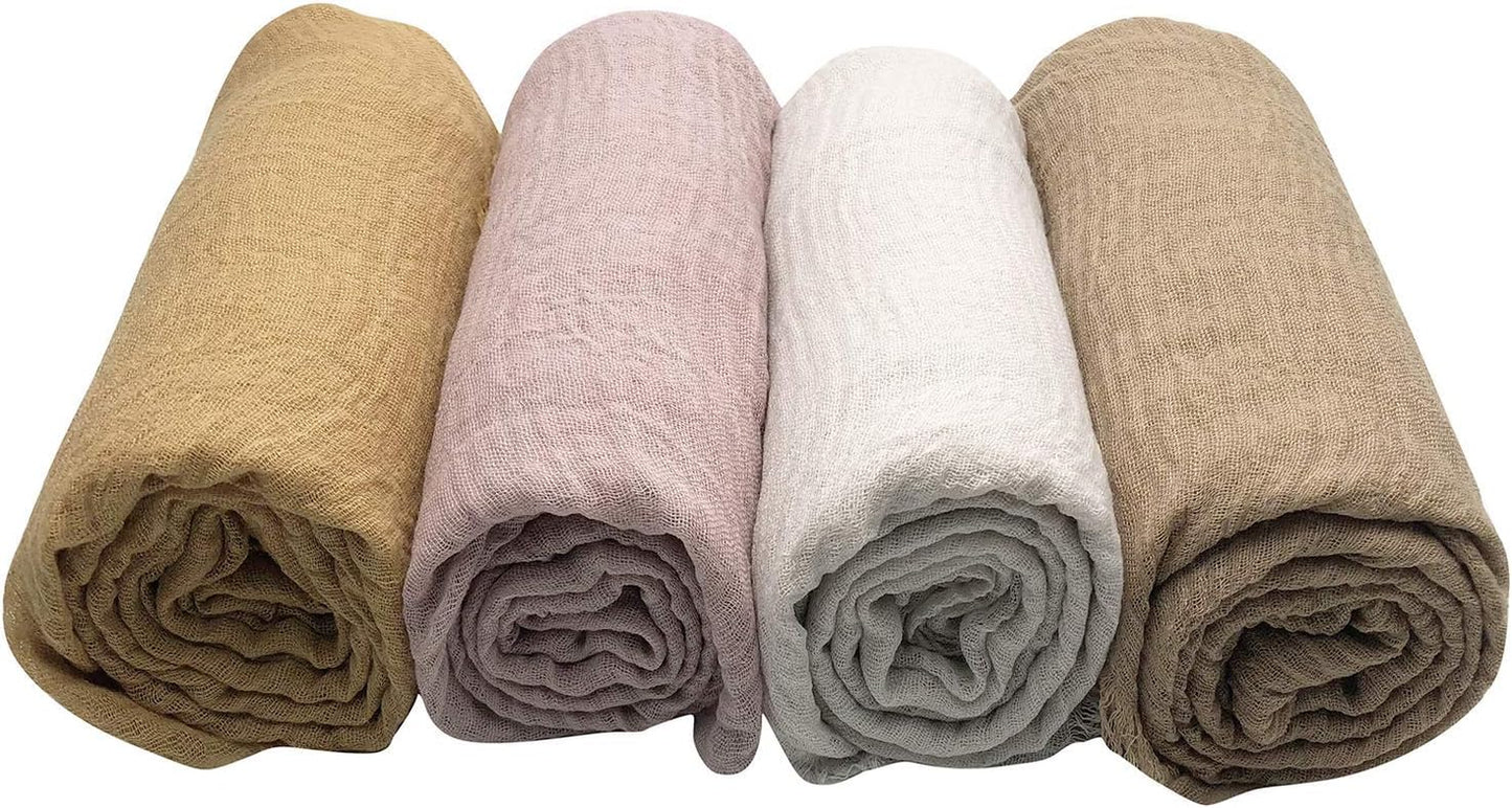 Manshu 4PCS Women'S Soft Cotton Hemp Shawl & Wrap, Long Scarf & Head Scarf