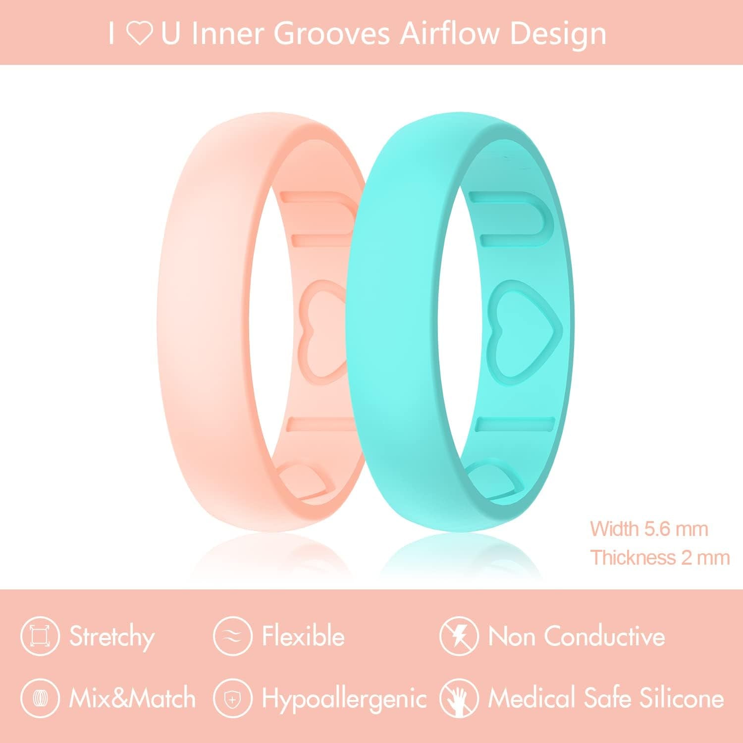 Breathable rubber wedding band with airflow grooves
