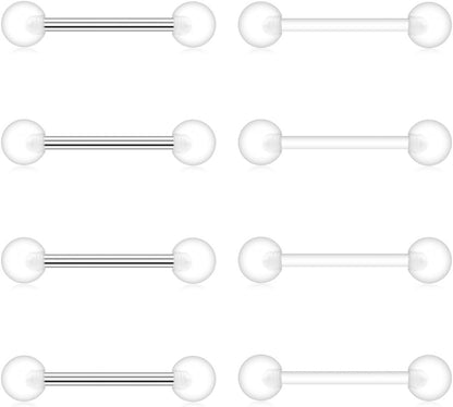 Ruifan Clear UV Flexible Bioflex Acrylic Body Piercing Jewelry Kit Set for Nose Septum Horseshoe Earring Eyebrow Tongue Nipple Lip Ring Stud 14G 16G