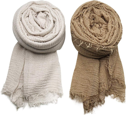 Manshu 4PCS Women'S Soft Cotton Hemp Shawl & Wrap, Long Scarf & Head Scarf