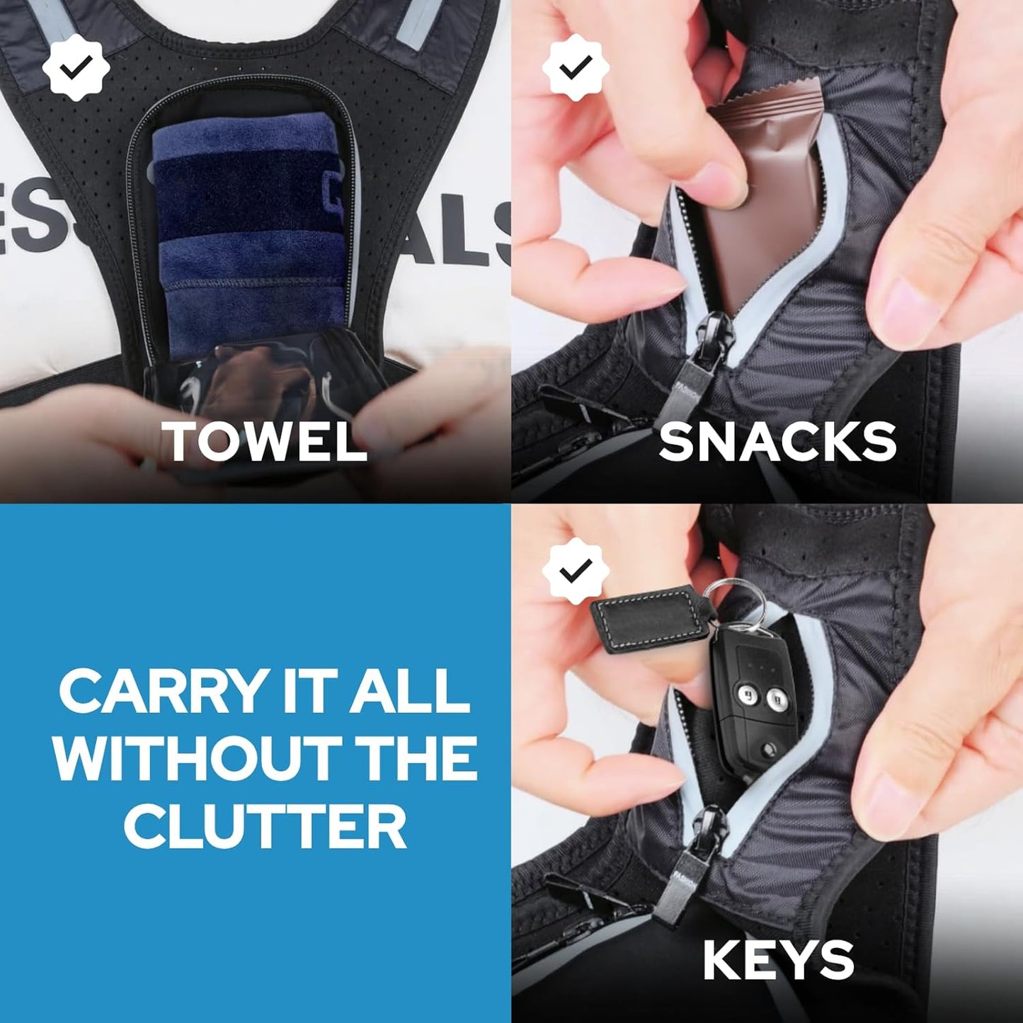 Neoprene running vest phone holder alternative to backpack