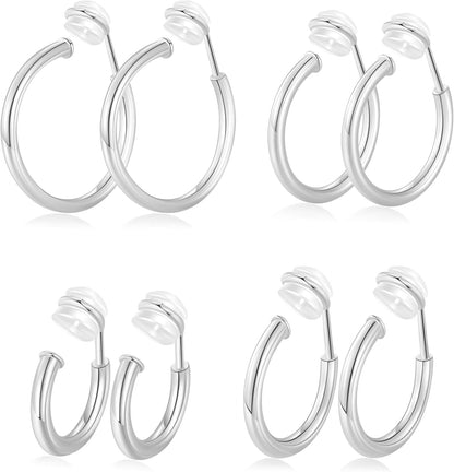 PLOMFOV Clip on Hoop Earrings for Women Non Pierced Earrings Clip on Gold Hoops Fake Earrings Clips for Non-Pierced Ears 10-20MM