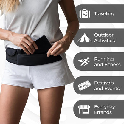 Travel belt measuring nine by four inches compact