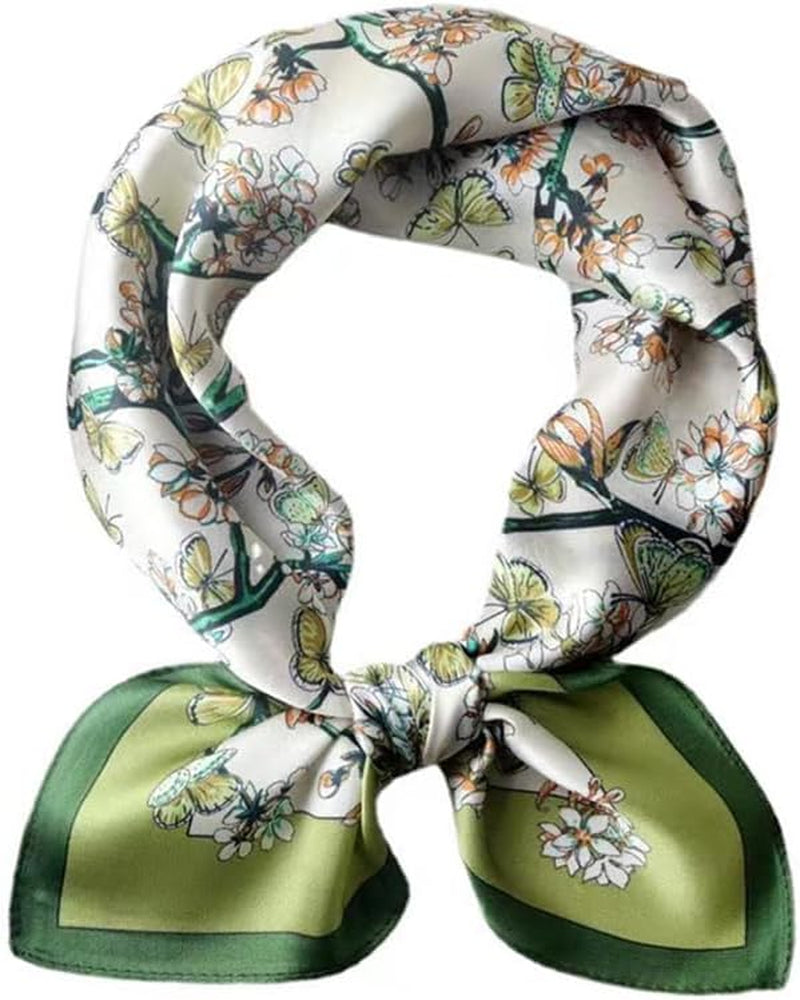 ANDANTINO 100% Mulberry Silk Square Scarf for Hair-25.6" X25.6'' Women Men Natural Silk Neckerchief Digital Printed Headscarf