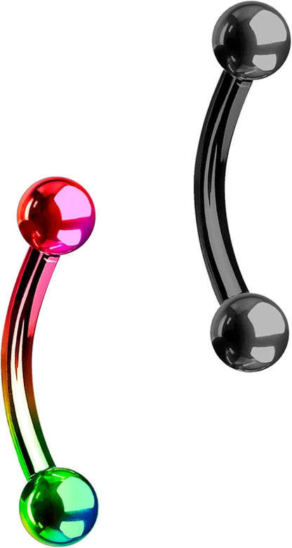 Forbidden Body Jewelry Surgical Steel Petite Belly Button Rings Curved Navel Barbell Set 14G 5/16 Inch 3Mm End Balls