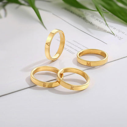 14K gold filled stackable initial rings for mom gift jewelry