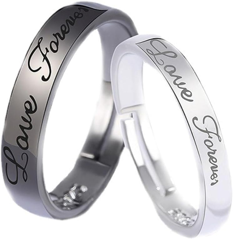 His and hers statement rings in polished silver finish