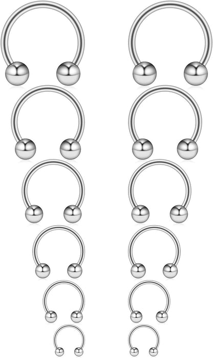 Ruifan 16G Surgical Steel CBR Nose Septum Horseshoe Earring Eyebrow Tongue Lip Nipple Helix Tragus Piercing Ring 6-16Mm