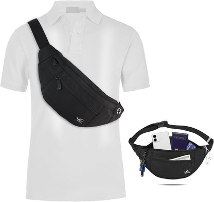 Hirui large black crossbody fanny pack front view