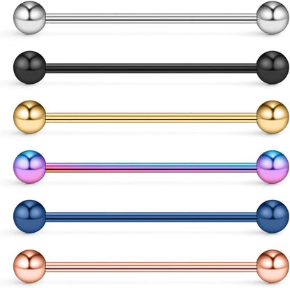 Ruifan 6-12PCS 14 Gauge Industrial Barbell Cartilage Earring Body Piercing Jewelry 35Mm 38Mm 40Mm