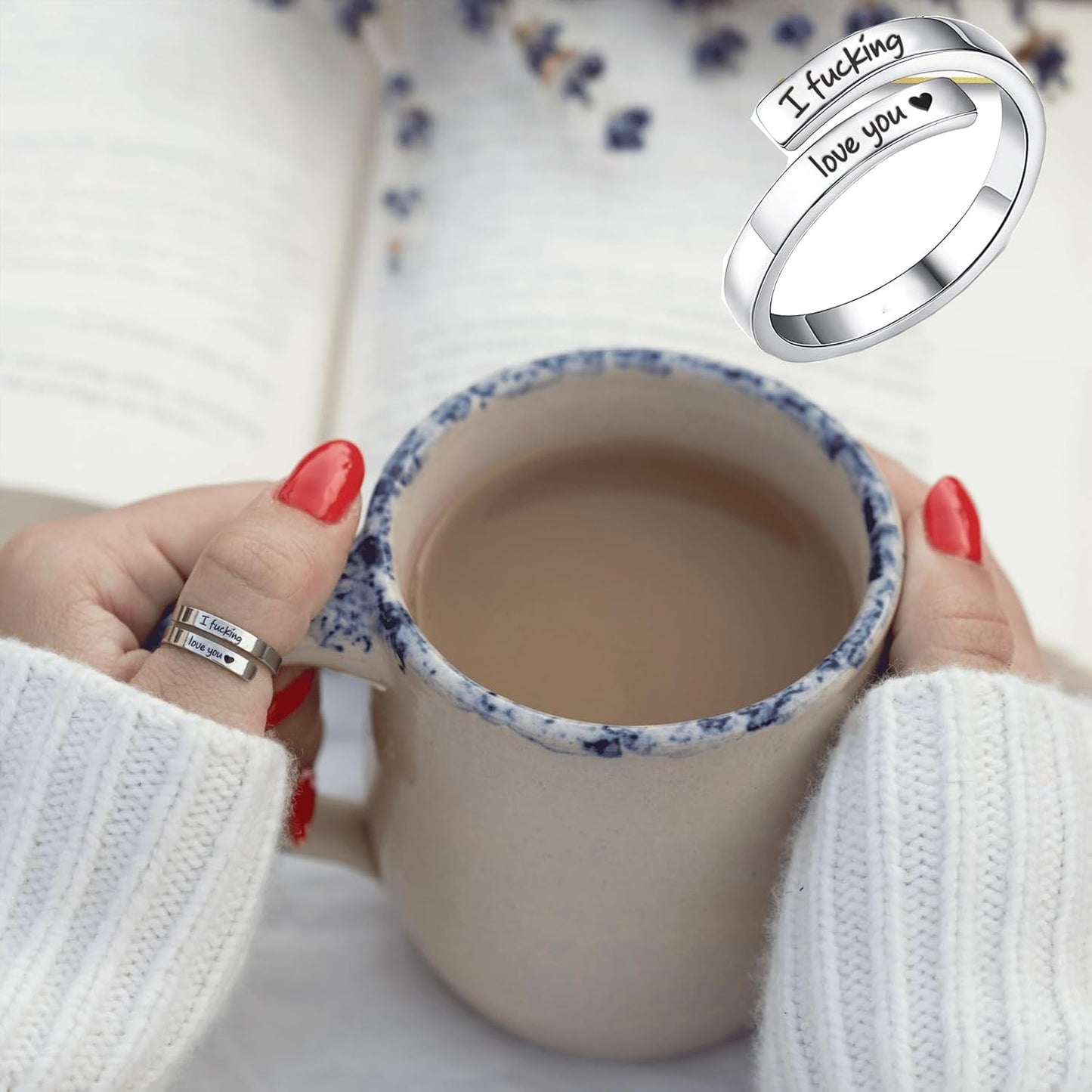 Inspirational heart ring gold and silver color options