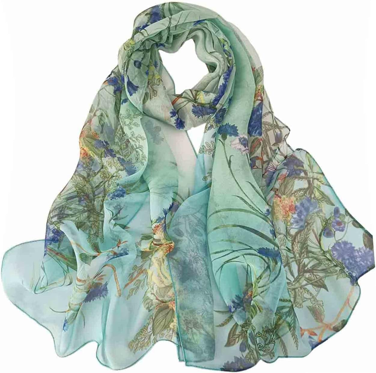 Pokeedioty Scarfs for Women Lightweight Scarves Elegant Floral Pattern Sheer Scarfs Shawls Wraps
