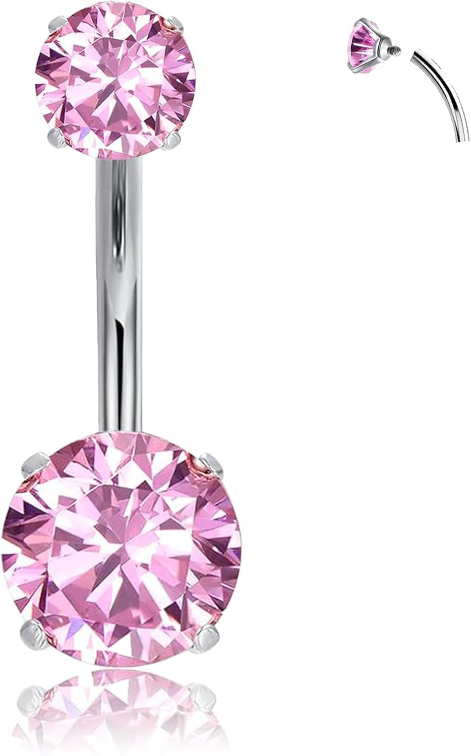 14G Clicker Belly Button Ring，Surgical Stainless Steel Hinged Belly Button Rings Belly Barbell Piercing Navel Barbell Body Jewelry 2PCS