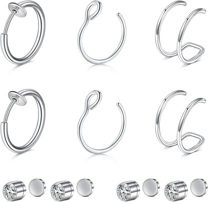 Briana Williams Fake Nose Ring Gold Fake Nose Rings for Women Clip on Fake Nose Piercing Non Piercing Faux Nose Piercing Jewelry