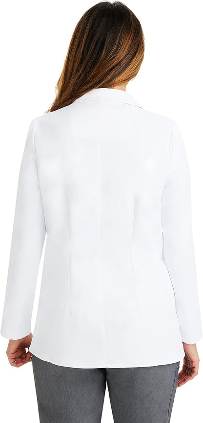 Close-up of moisture-wicking fabric texture on medical lab coat
