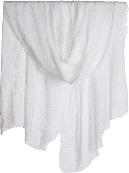 Women Summer Cotton Blend Crinkle Vintage Soft Long Scarf Linen Beach Shawl Wrap