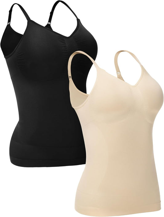 Compression tank top for women with scoop neck shapewear design