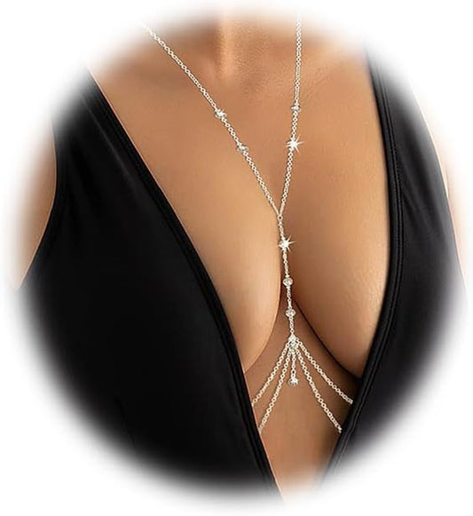 Sexy Crystal Multilayer Tassel Bra Chain Bikini Rhinestone Bra Body Accessories Jewelry Festivel Rave Lingerie Chain Jewelry Harness Summer Chest Bracket Chain for Women