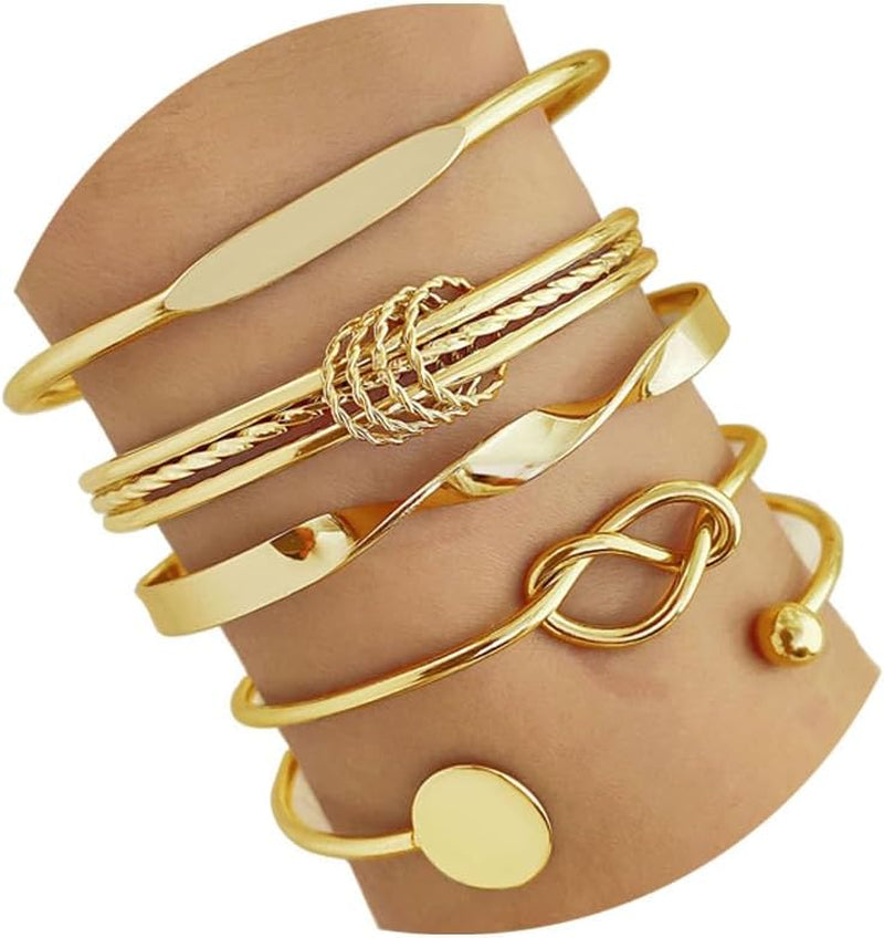Elegant gold-plated cuff bracelet set gift ready for her