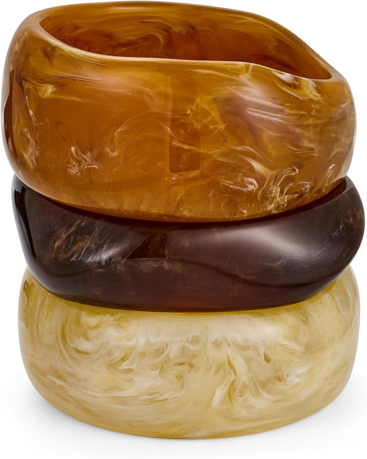 Chunky Resin Bracelet for Women Vintage Tortoiseshell Resin Bangle Bracelets Set Wide Acetate Wristband Acrylic Bracelet Statement Jewelry