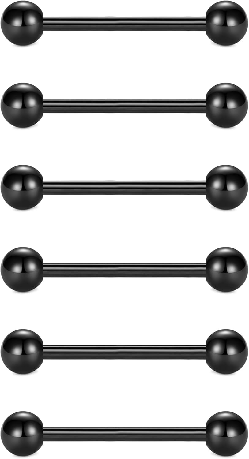 VCMART 12Mm-18Mm 14G Tongue Rings Nipple Straight Barbells Surgical Steel Body Piercing Jewelry