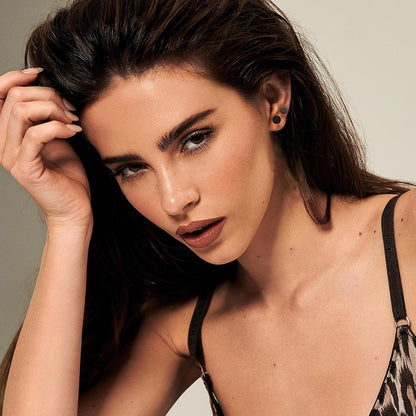 FIBO STEEL 6 Pairs Stainless Steel Black Stud Earrings for Men Women Faux Gauges Ear Tunnel Fake Gauge Earrings 3-8Mm