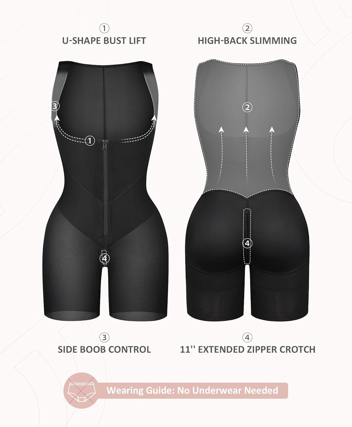 Postpartum recovery body shaper fit and silhouette
