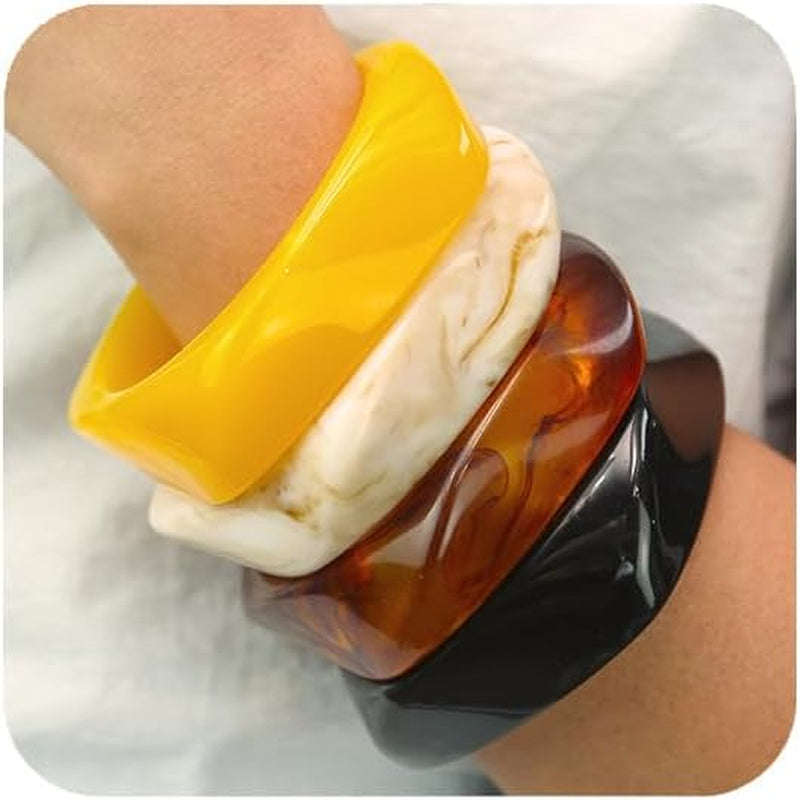 Chunky Acrylic Bangle Bracelets Set for Women Colorful Statement Resin Bangles Bracelets Trendy Jewelry