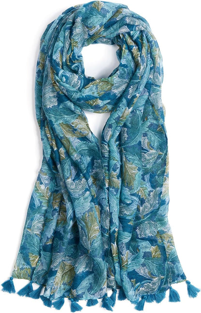 Scarf for Women Lightweight Soft Floral Leopard Printed Scarves Fall Winter Fashion Shawl Wrap with Fringe