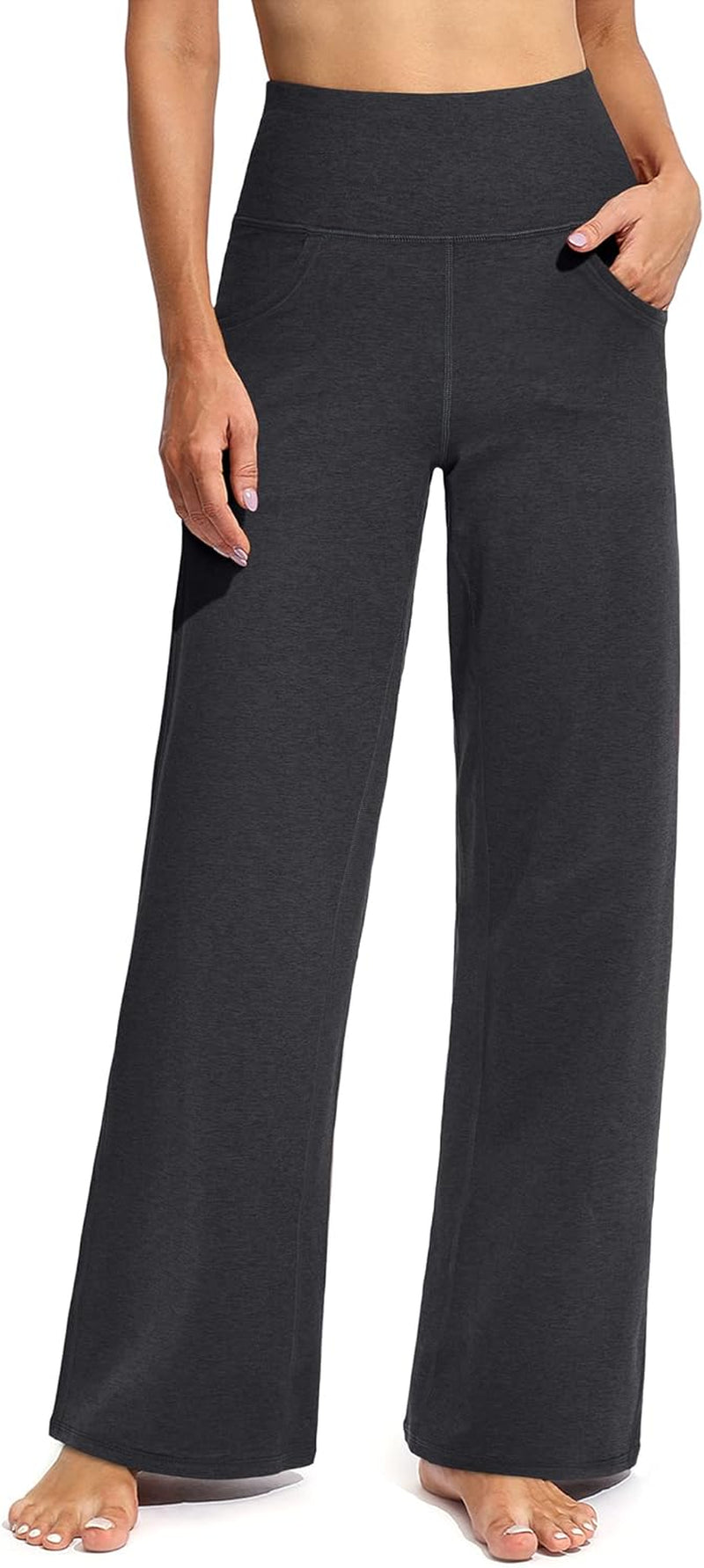 Promover Wide Leg Pants Woman Yoga Pants with Pockets Stretch Loose Casual Lounge Sweatpants Petite/Regular/Tall