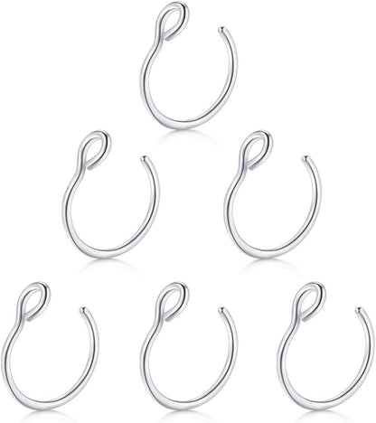 Fake Nose Rings,Faux Piercing Jewelry 20G 8Mm Fake Nose Ring Hoop for Faux Lip Septum Nose Ring Set