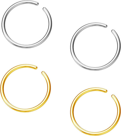 Hoop Cartilage Earring Fake Earrings Nose Rings Septum Nose Ring Stainless Steel for Women Men Girls