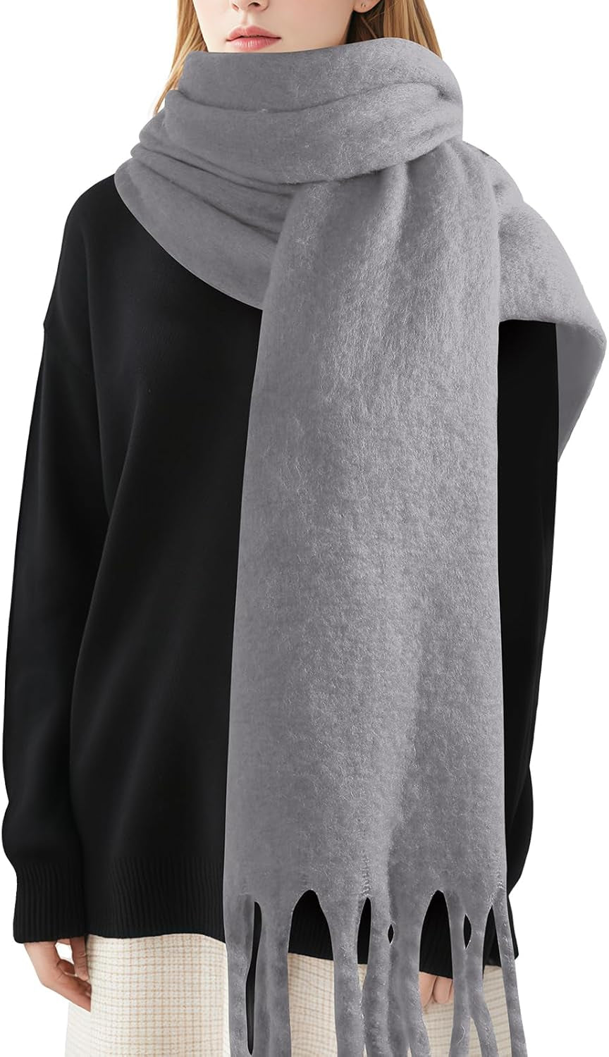 Premillow Women'S Mohair Winter Scarf Pure Color, Warm Winter Scarf for Women and Men, Soft Luxurious Cashmere Feel Scarfs