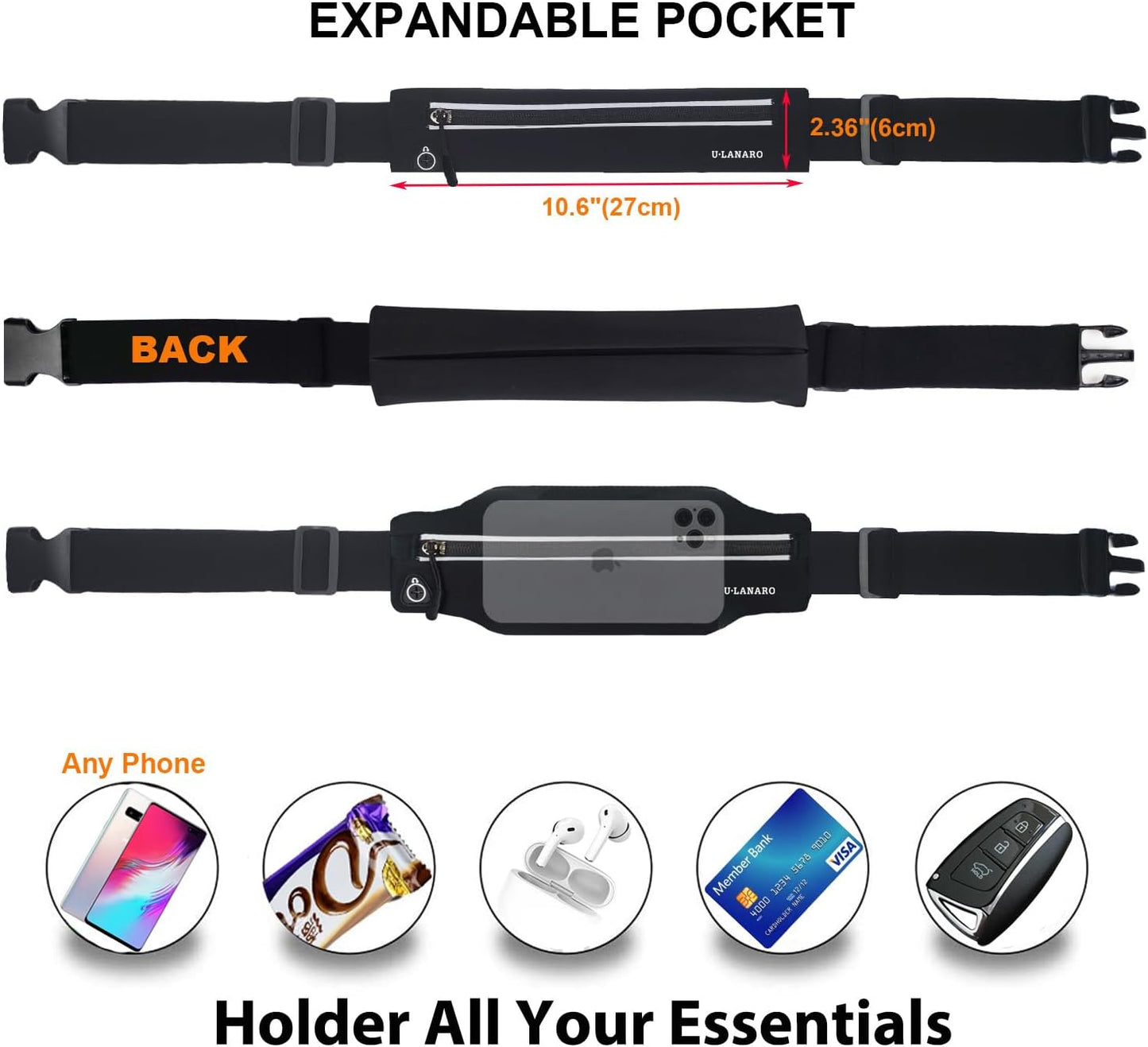 Woman wearing slim waist pack with phone during outdoor workout