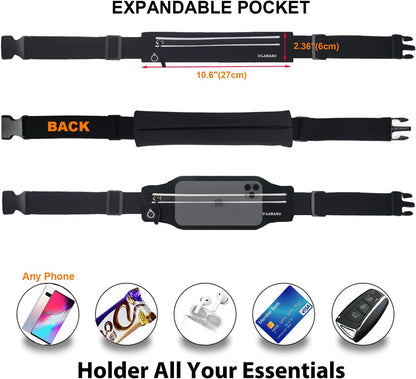 Woman wearing slim waist pack with phone during outdoor workout