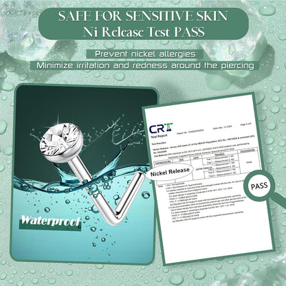 THUNARAZ Straight L Shaped Stainless Steel Nose Studs Rings Piercing Pin Body Jewelry 20G-22G 1.5Mm 2Mm 2.5Mm