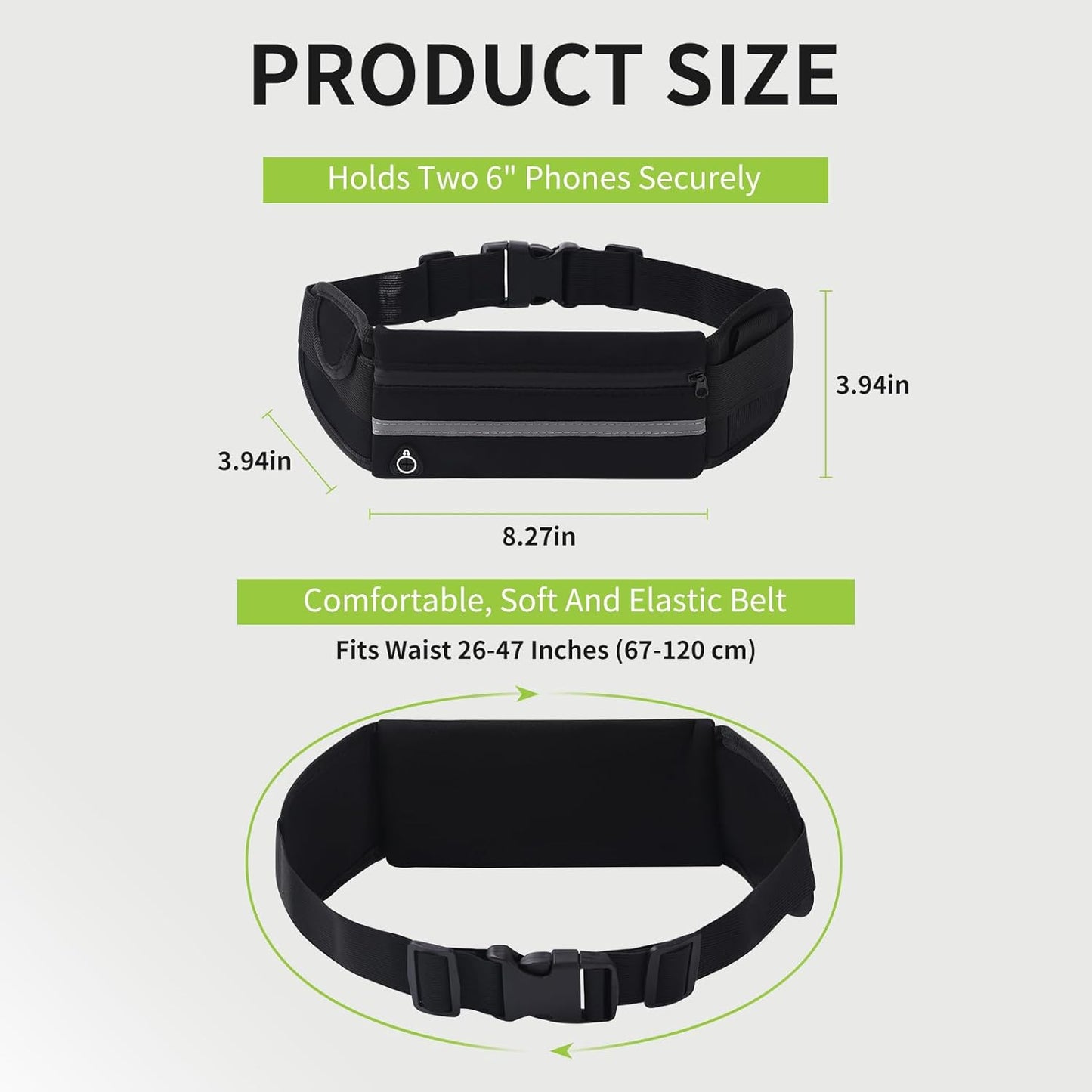 Women's running waist pack with phone pocket and key holder
