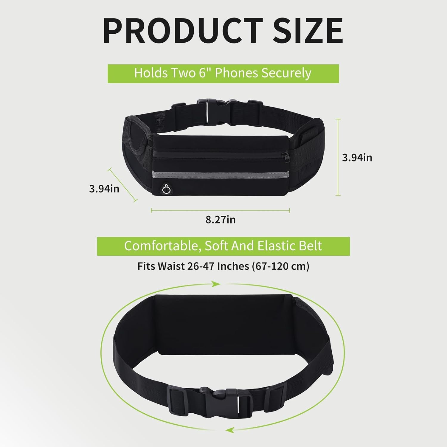 Women's running waist pack with phone pocket and key holder