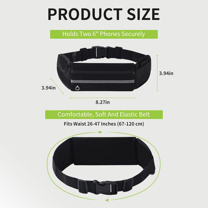 Women's running waist pack with phone pocket and key holder