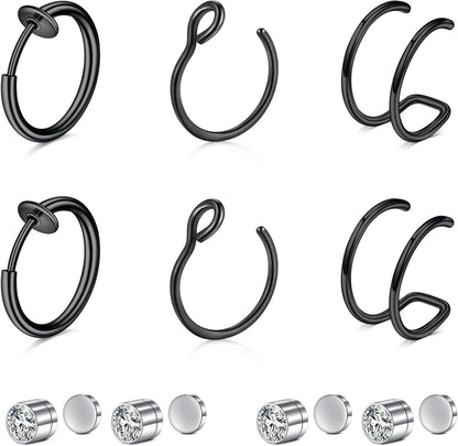 Briana Williams Fake Nose Ring Gold Fake Nose Rings for Women Clip on Fake Nose Piercing Non Piercing Faux Nose Piercing Jewelry