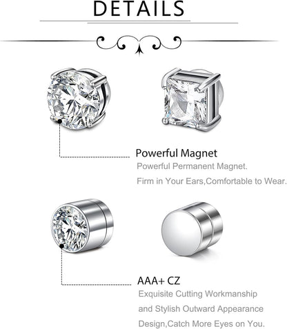 Silver cubic zirconia fake diamond earrings for women and men