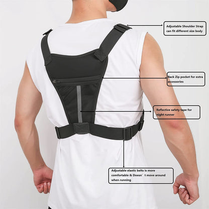 Overhead view of organized sports chest bag with items stored in pockets