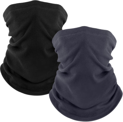 Fuinloth 2 Pack Winter Neck Gaiter, Fleece Warmer Scarf Cold Weather Face Mask Cover for Men/Women