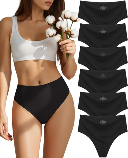 Model wearing seamless cotton thong under form-fitting dress with no visible panty lines