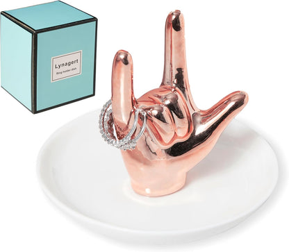 I Love You ring dish displayed on nightstand with jewelry items