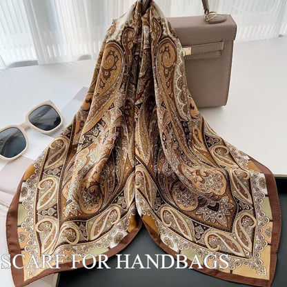 Hexchasty Head Hair Scarf Satin Silk Feeling Scarves for Women Lightweight Fashion Bag Purse Scarf for Handbags Accessories